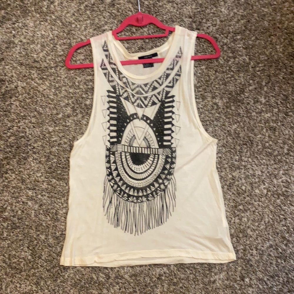 White & Black Pattern Tank Top